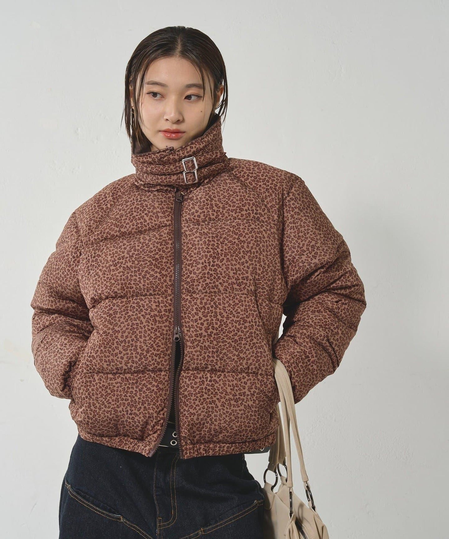 拼色圖案加厚尼龍夾克