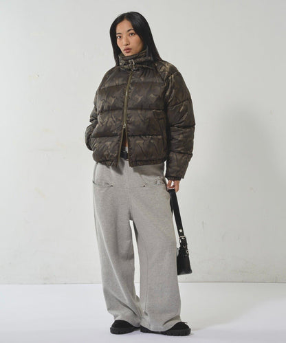 拼色圖案加厚尼龍夾克