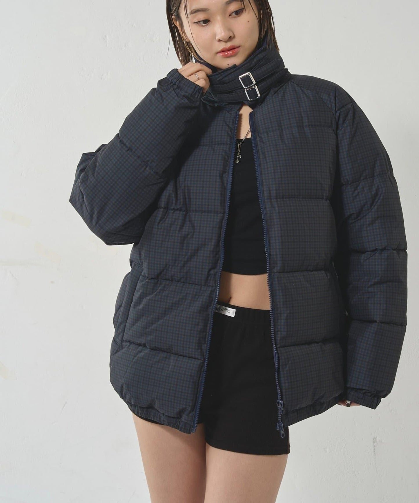 拼色圖案加厚尼龍夾克