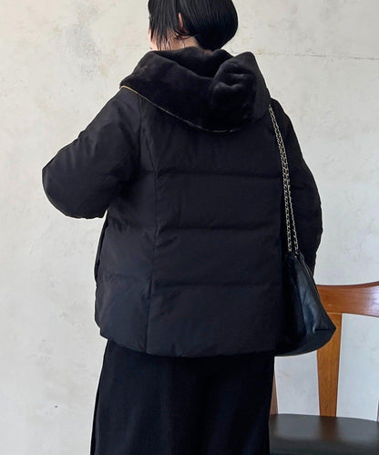 毛絨拼接輕薄羽絨服