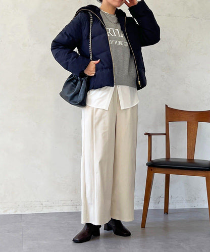 毛絨拼接輕薄羽絨服