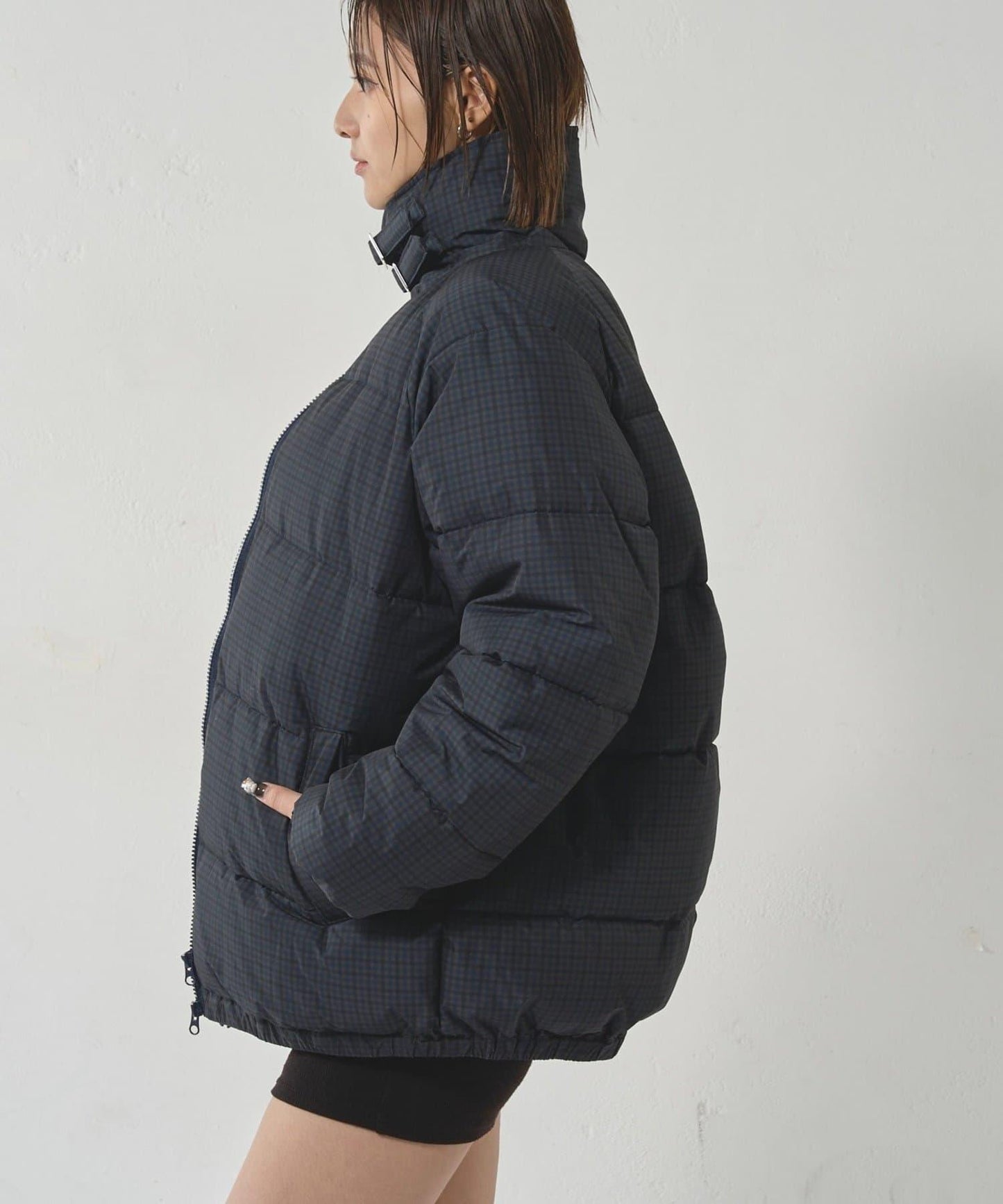 拼色圖案加厚尼龍夾克