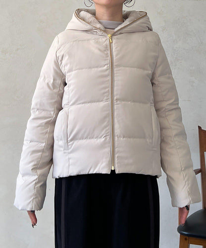 毛絨拼接輕薄羽絨服