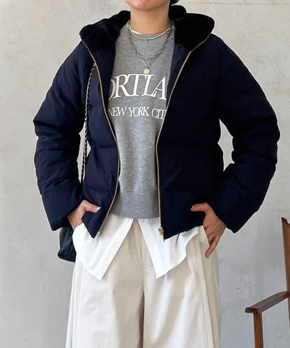 毛絨拼接輕薄羽絨服