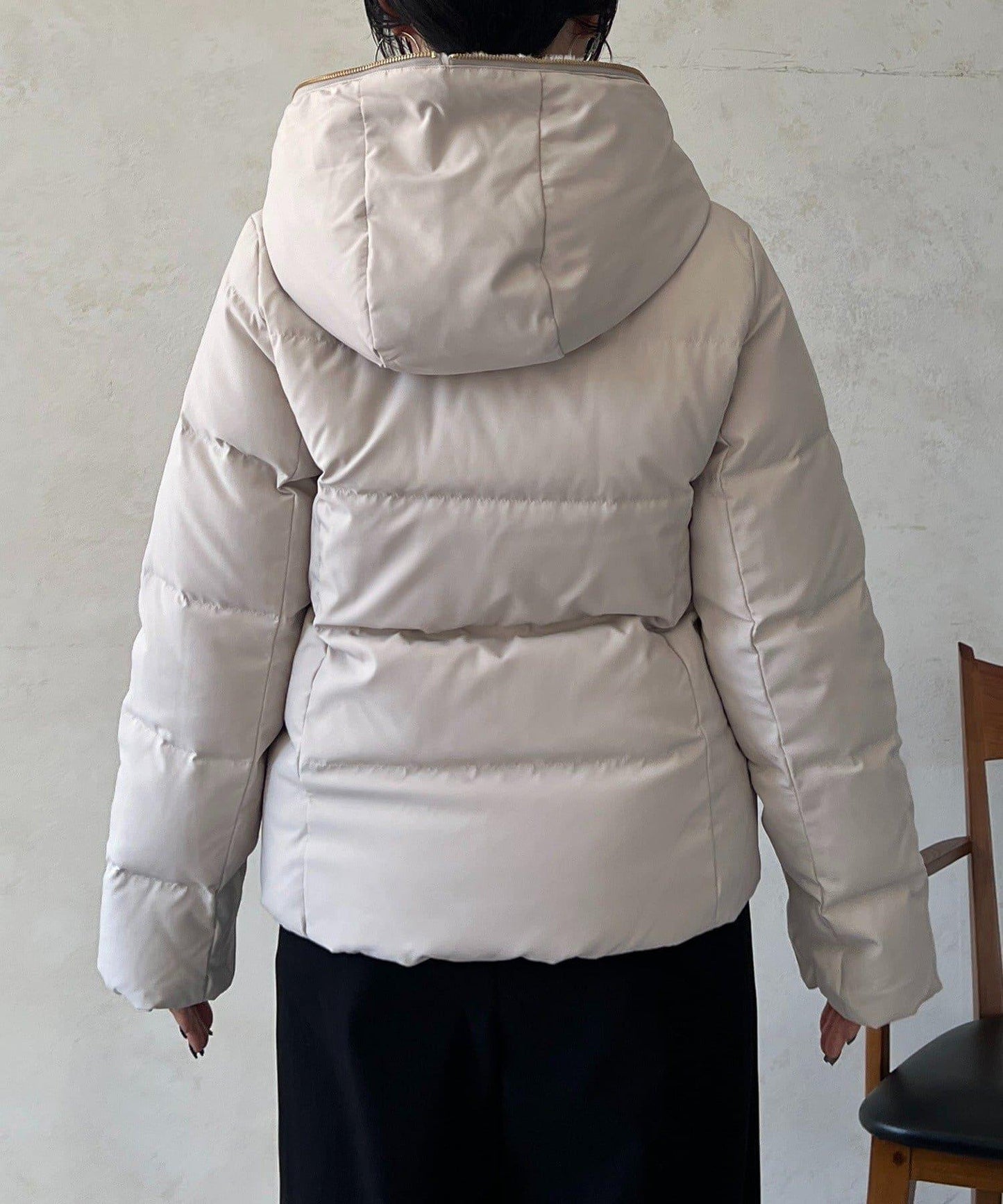 毛絨拼接輕薄羽絨服