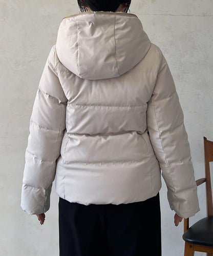 毛絨拼接輕薄羽絨服