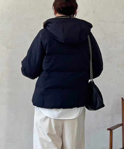 毛絨拼接輕薄羽絨服