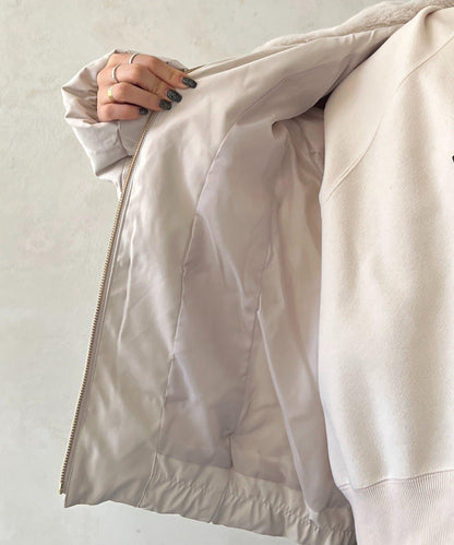 毛絨拼接輕薄羽絨服