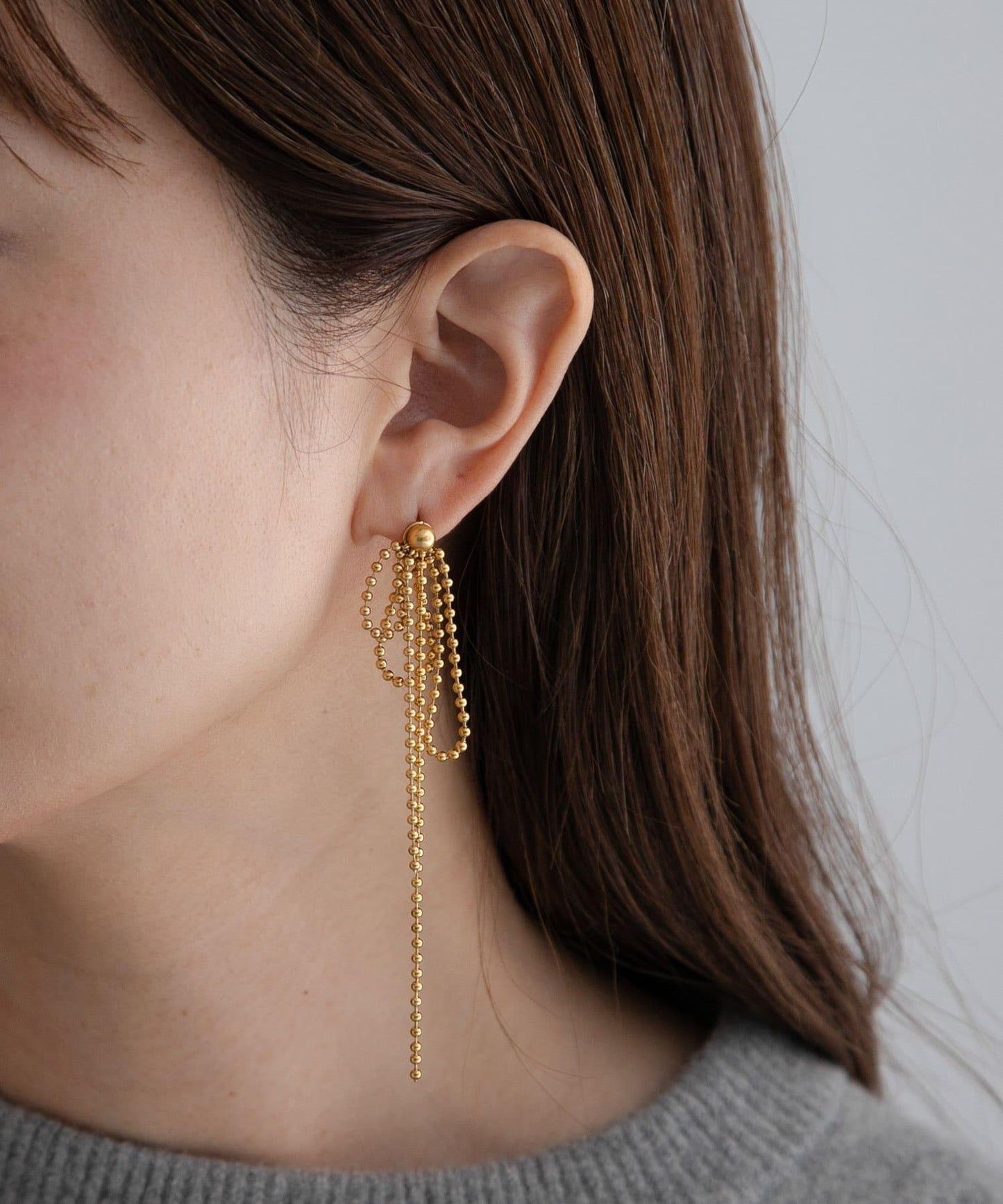 不鏽鋼搖擺球鏈耳環