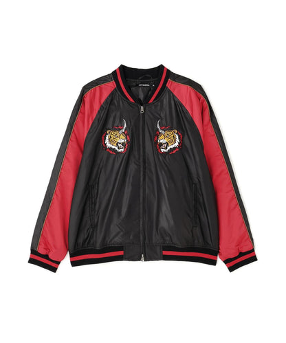 NOT4NERD/ノットフォーナード/虎頭刺繡緞面棒球夾克