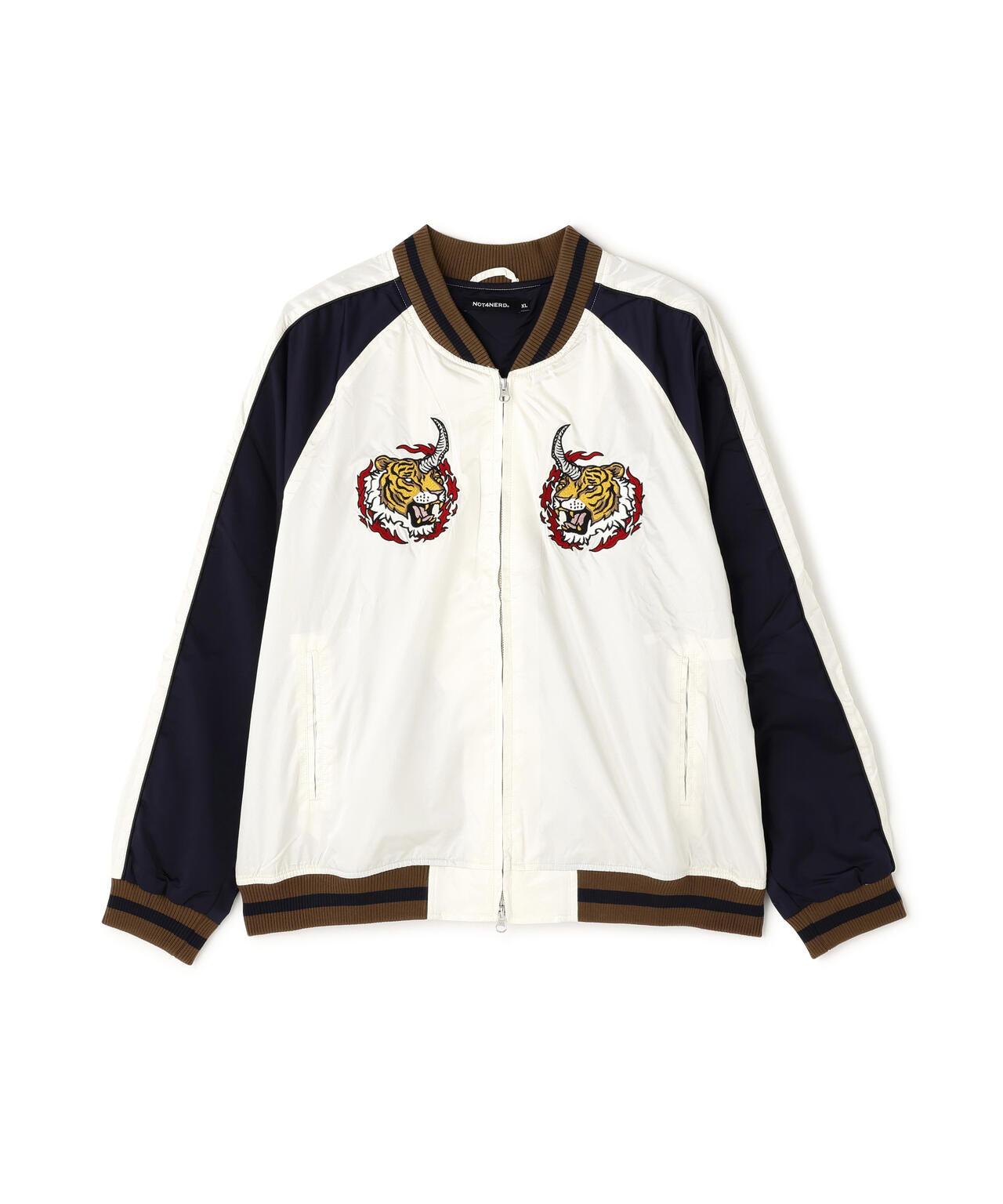 NOT4NERD/ノットフォーナード/虎頭刺繡緞面棒球夾克