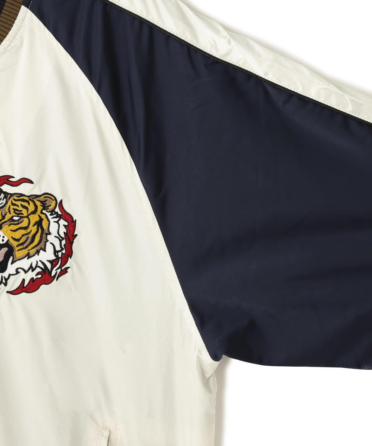 NOT4NERD/ノットフォーナード/虎頭刺繡緞面棒球夾克