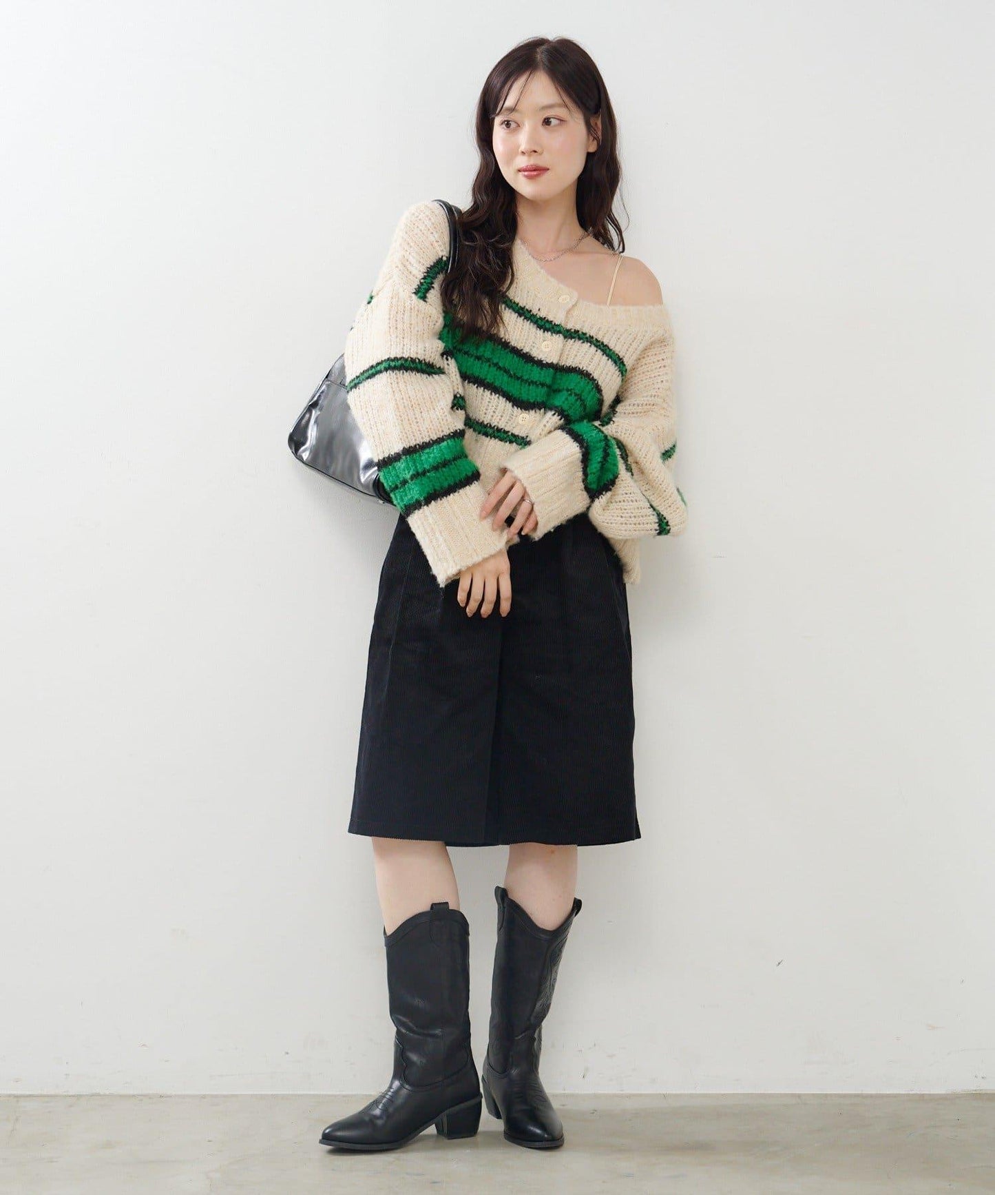 【Kastane】條紋仿馬海毛針織衫