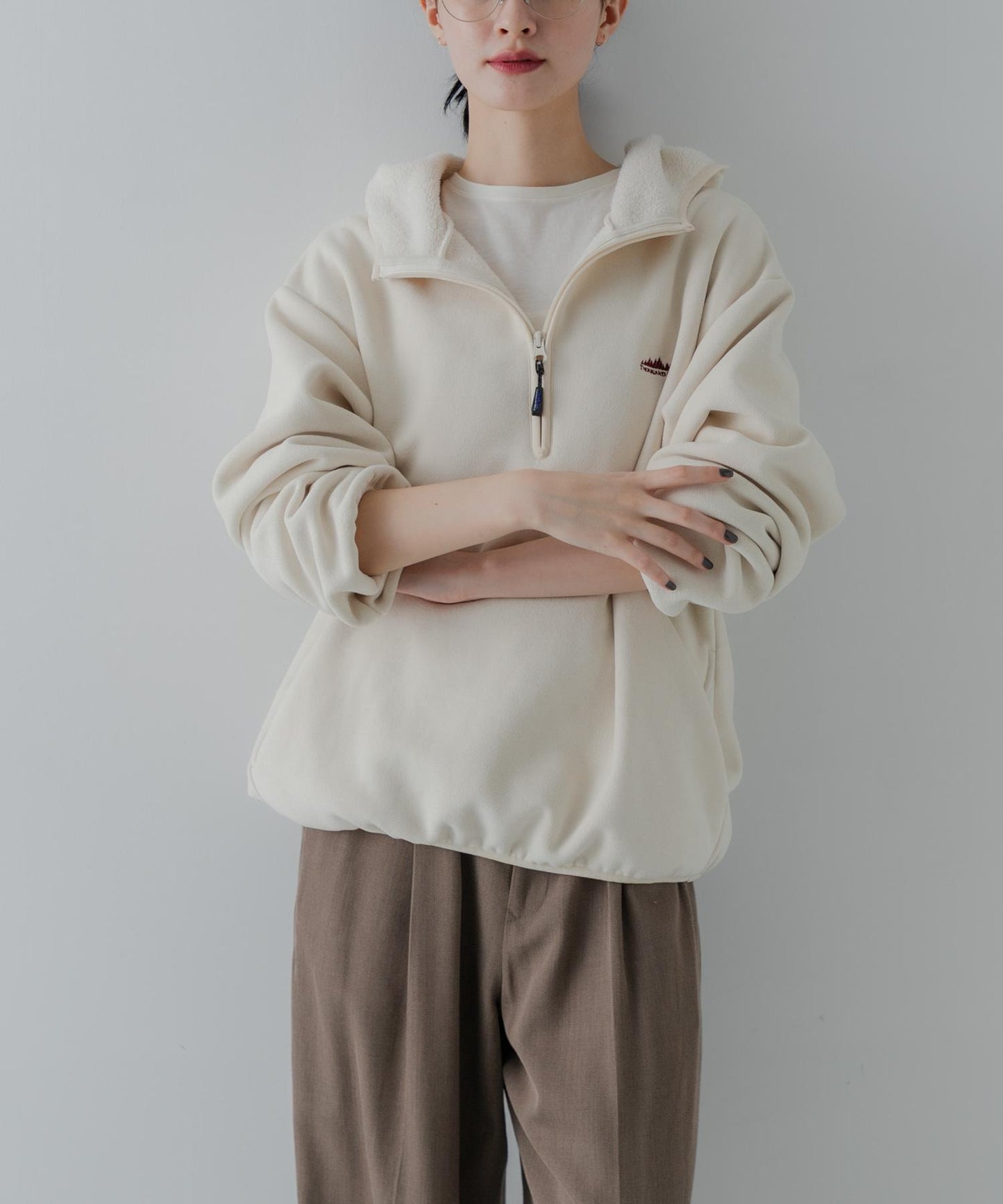 THOUSAND MILE×URBAN RESEARCH 聯名針織抓絨半拉鍊連帽衛衣