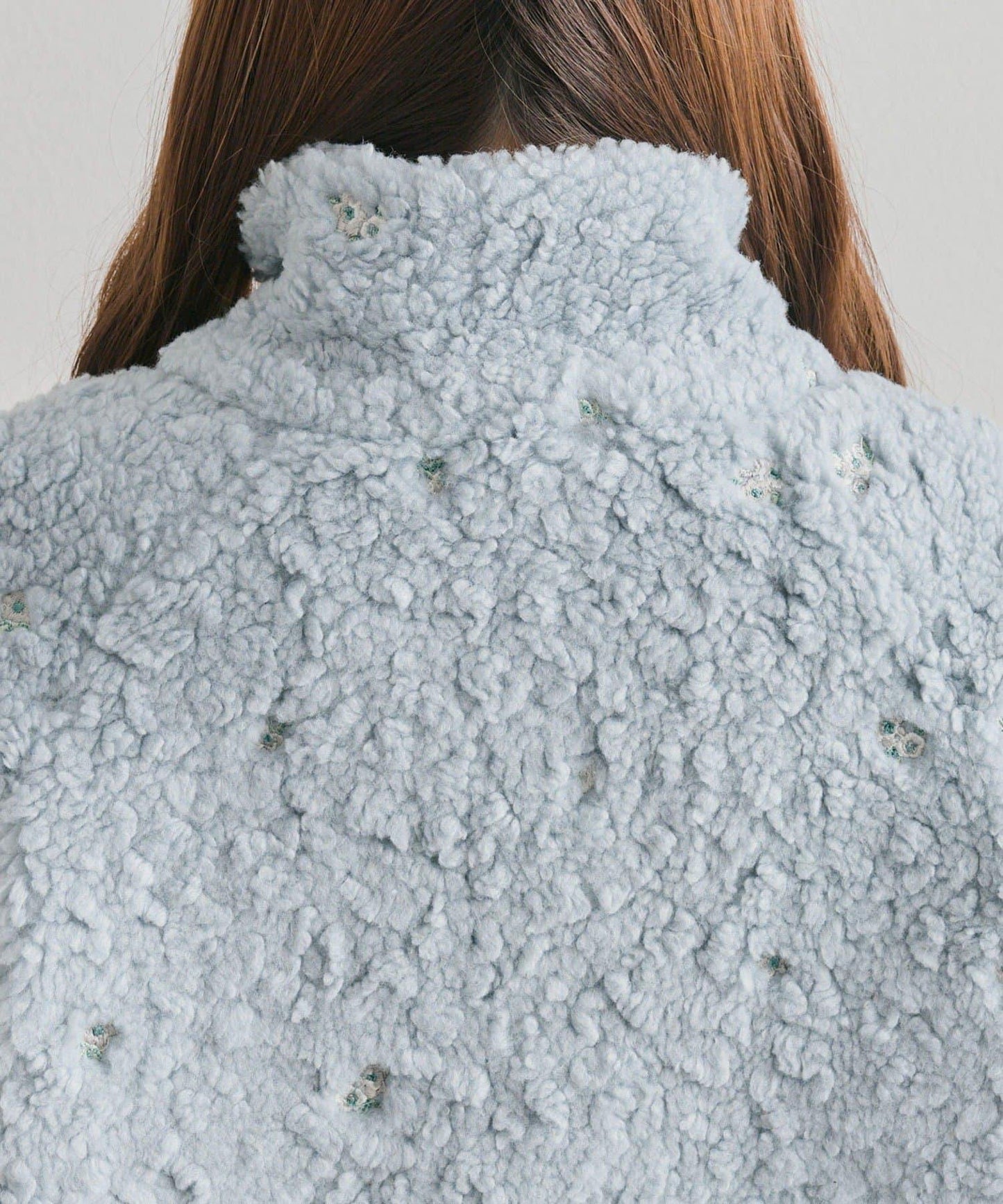 花卉刺繡羊羔絨短外套