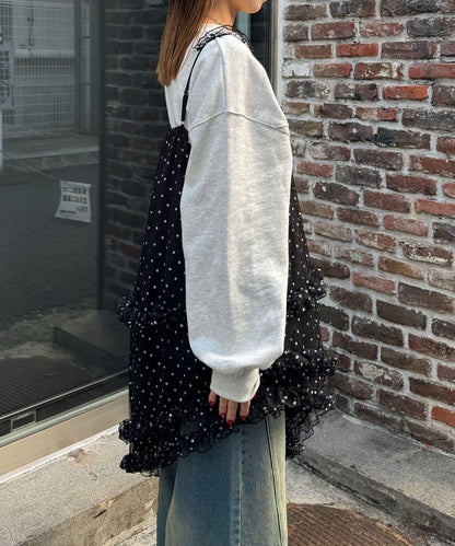 亮片波點網紗吊帶連衣裙