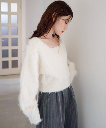 毛邊交叉針織衫