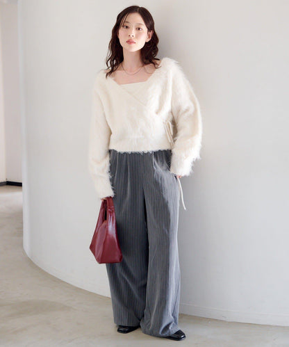 毛邊交叉針織衫