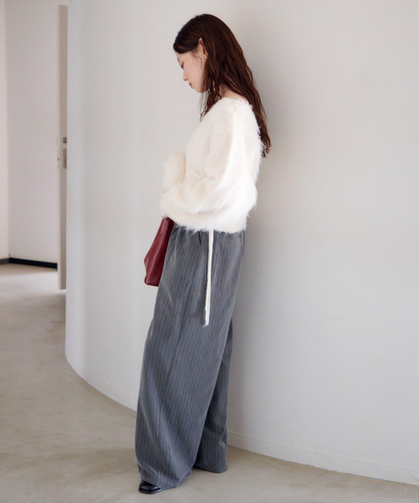 毛邊交叉針織衫