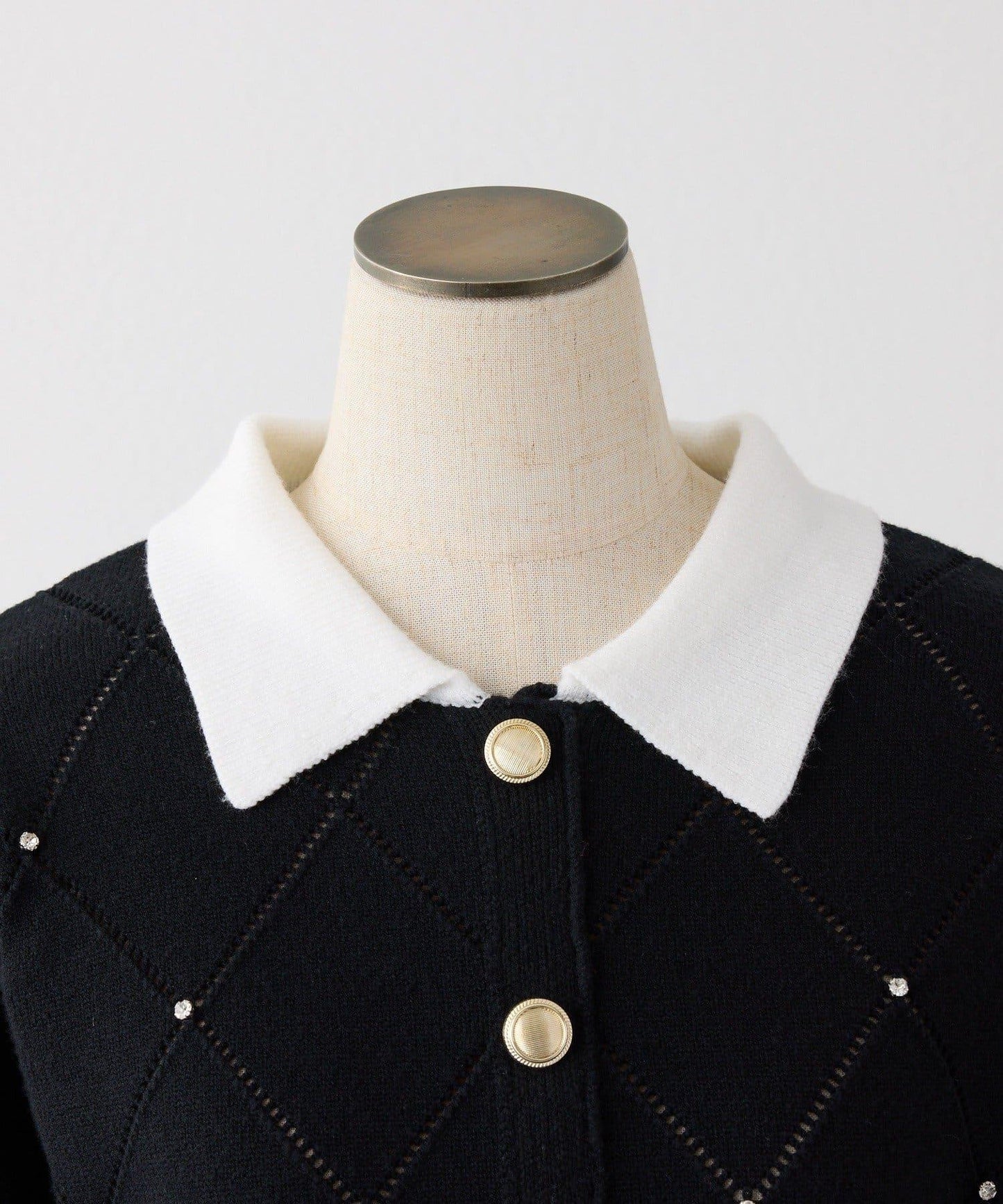 拼色寶石裝飾針織POLO衫