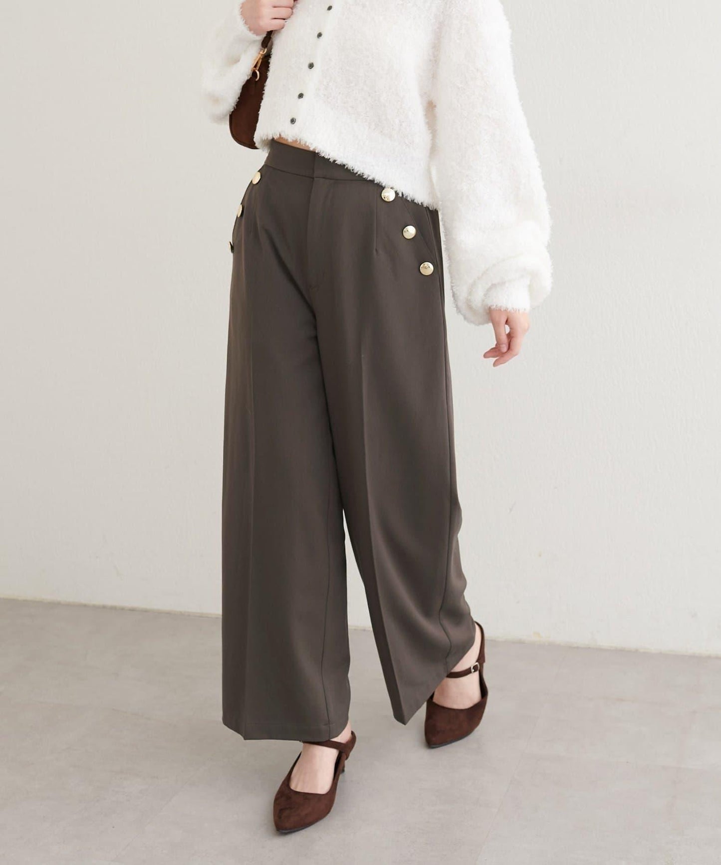 【natural couture】側邊扣長褲