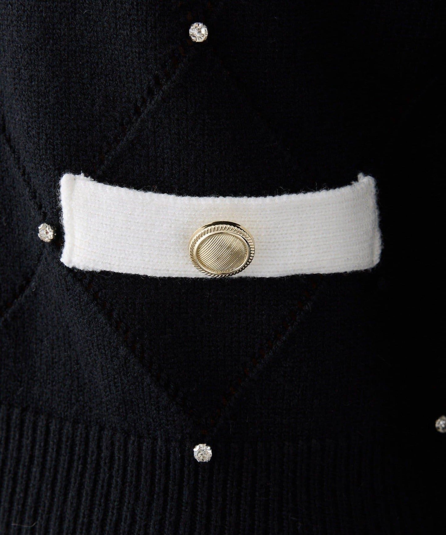 拼色寶石裝飾針織POLO衫