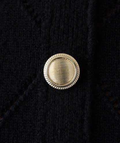 拼色寶石裝飾針織POLO衫