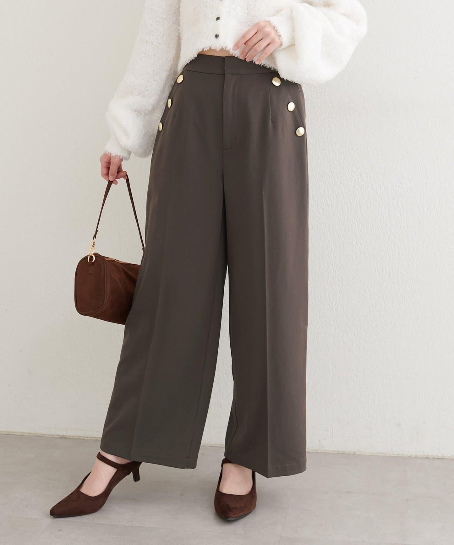 【natural couture】側邊扣長褲