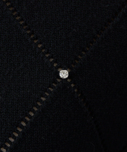 拼色寶石裝飾針織POLO衫