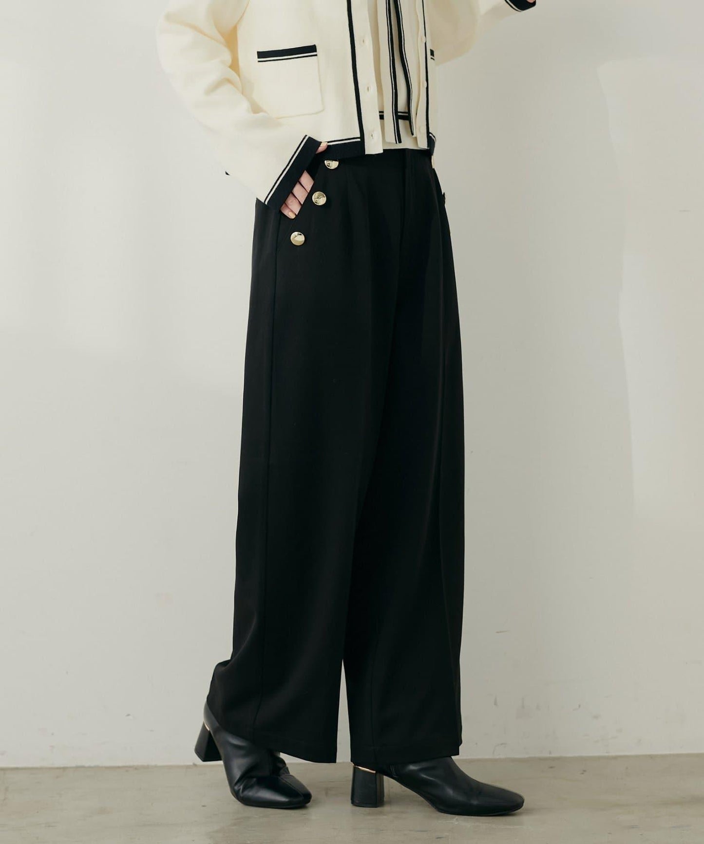 【natural couture】側邊扣長褲