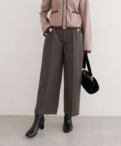 側邊釦子長褲