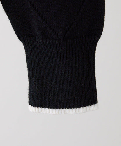 拼色寶石裝飾針織POLO衫