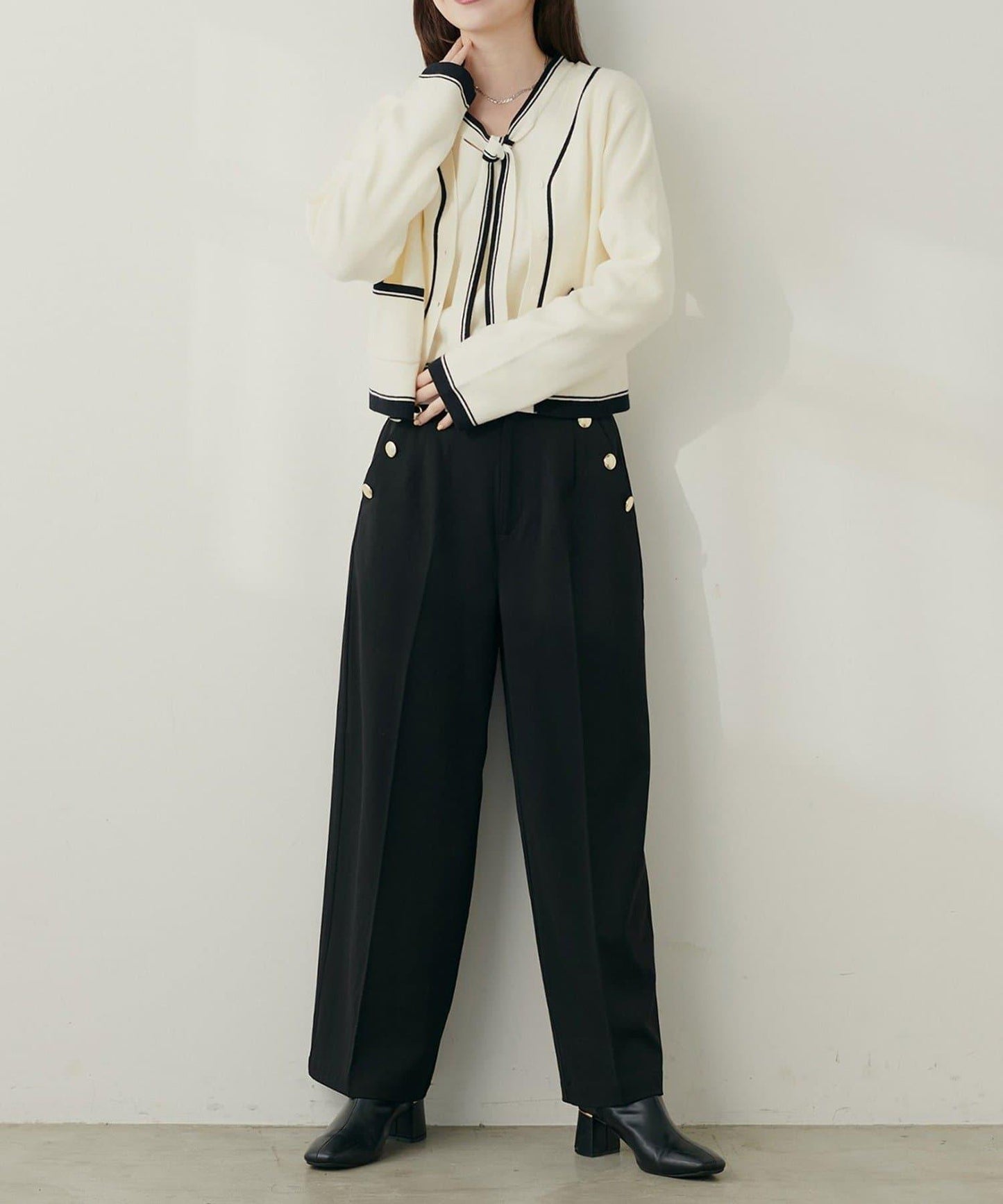 【natural couture】側邊扣長褲