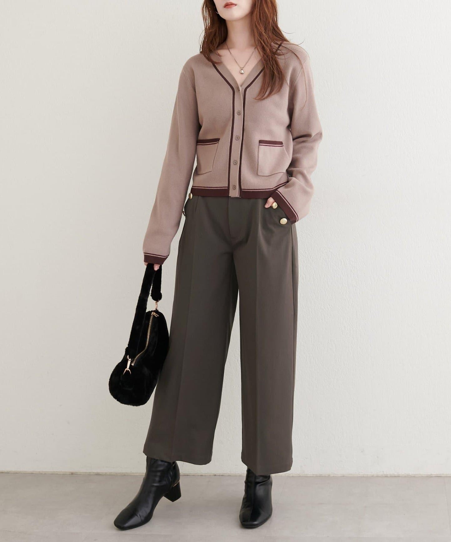 【natural couture】側邊扣長褲