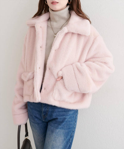 仿皮草短款外套