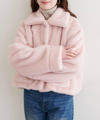 仿皮草短款外套