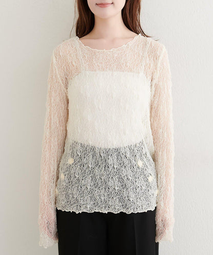 【natural couture】蝴蝶結吊帶背心+蕾絲波浪邊T恤套裝