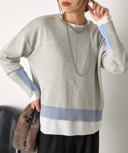 三色拼接針織衫