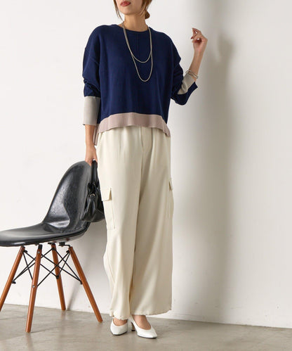 三色拼接針織衫