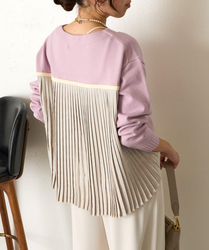 後褶皺船領針織衫