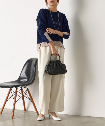 三色拼接針織衫