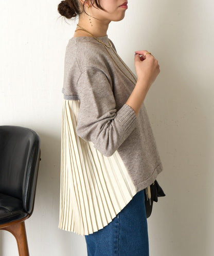 後褶皺船領針織衫