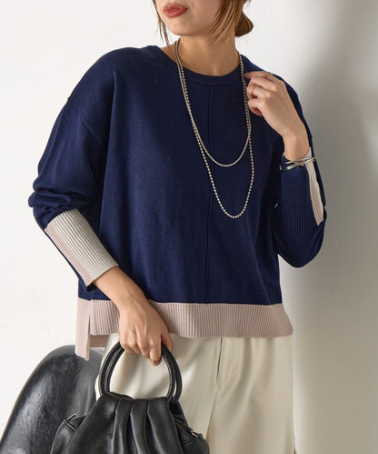 三色拼接針織衫