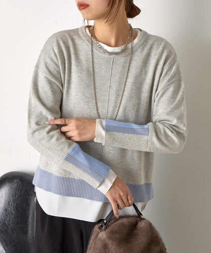 三色拼接針織衫