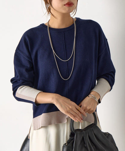 三色拼接針織衫