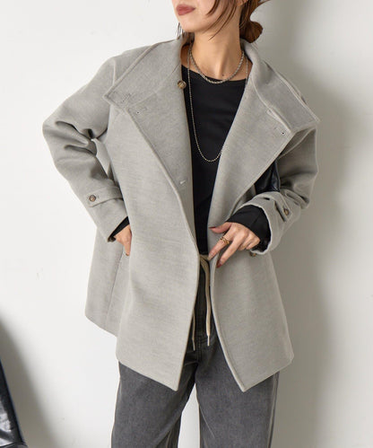 羊毛感立領夾克