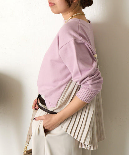 後褶皺船領針織衫