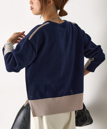 三色拼接針織衫