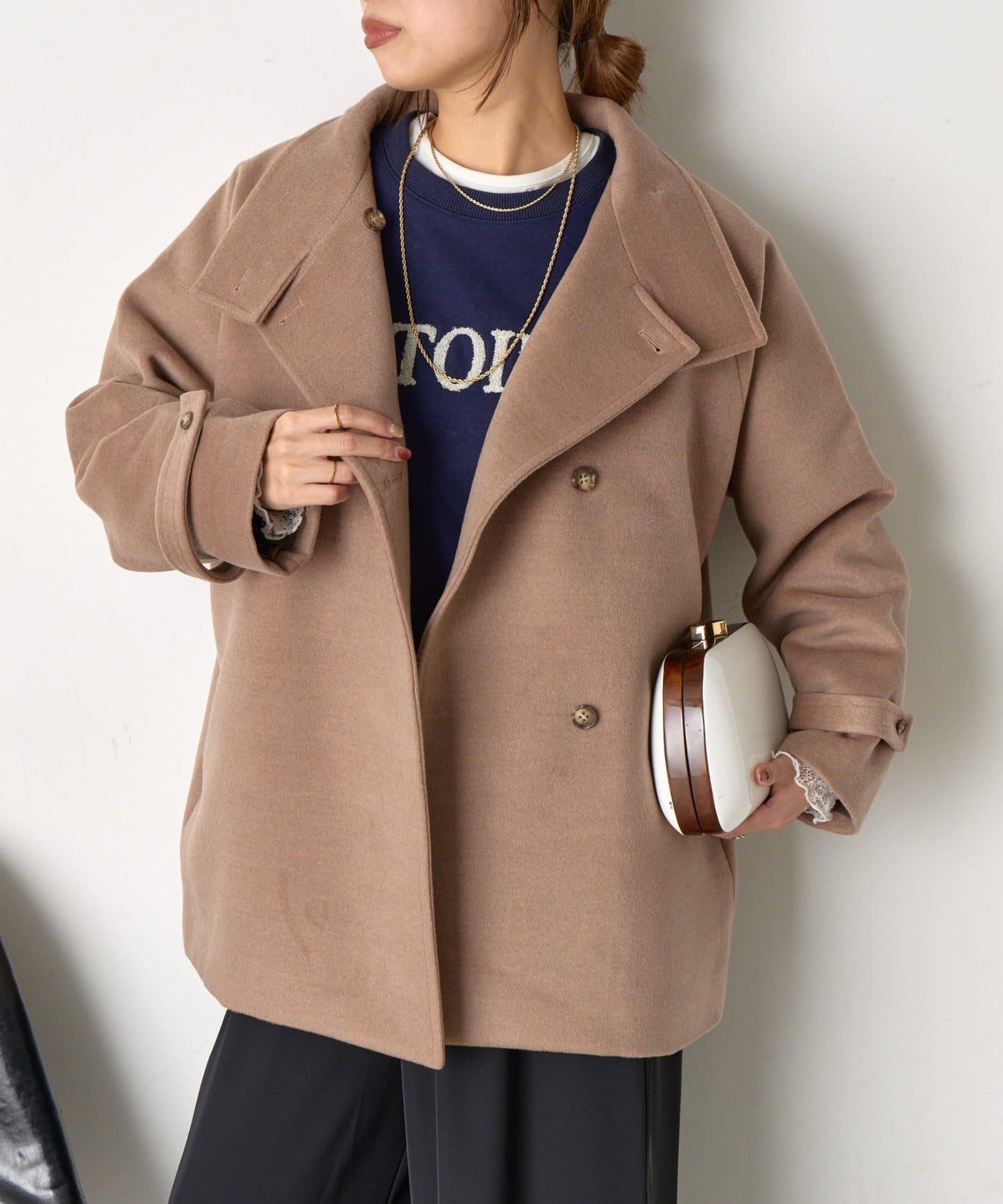 羊毛感立領夾克