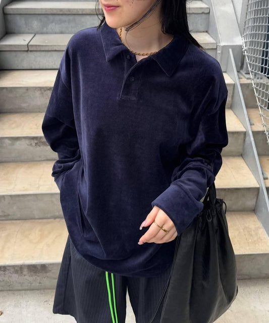 【Kastane】天鵝絨翻領襯衫*